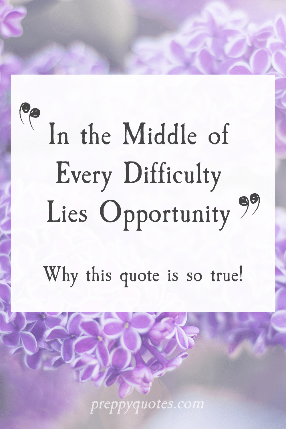 In the Middle of Every Difficulty Lies Opportunity In the Middle of Every Difficulty Lies Opportunity